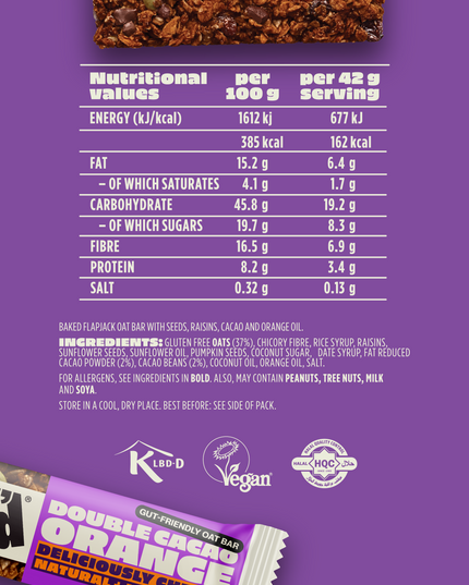 Double Cacao & Orange Gut-Friendly Oat Bars (16 pack)