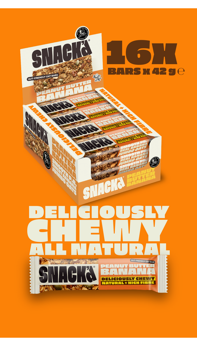 Peanut Butter & Banana Gut-Friendly Oat Bars (16 Pack)