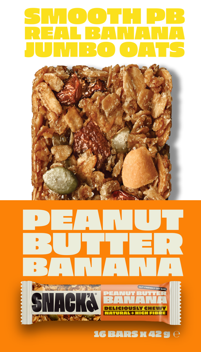 Peanut Butter & Banana Gut-Friendly Oat Bars (16 Pack)