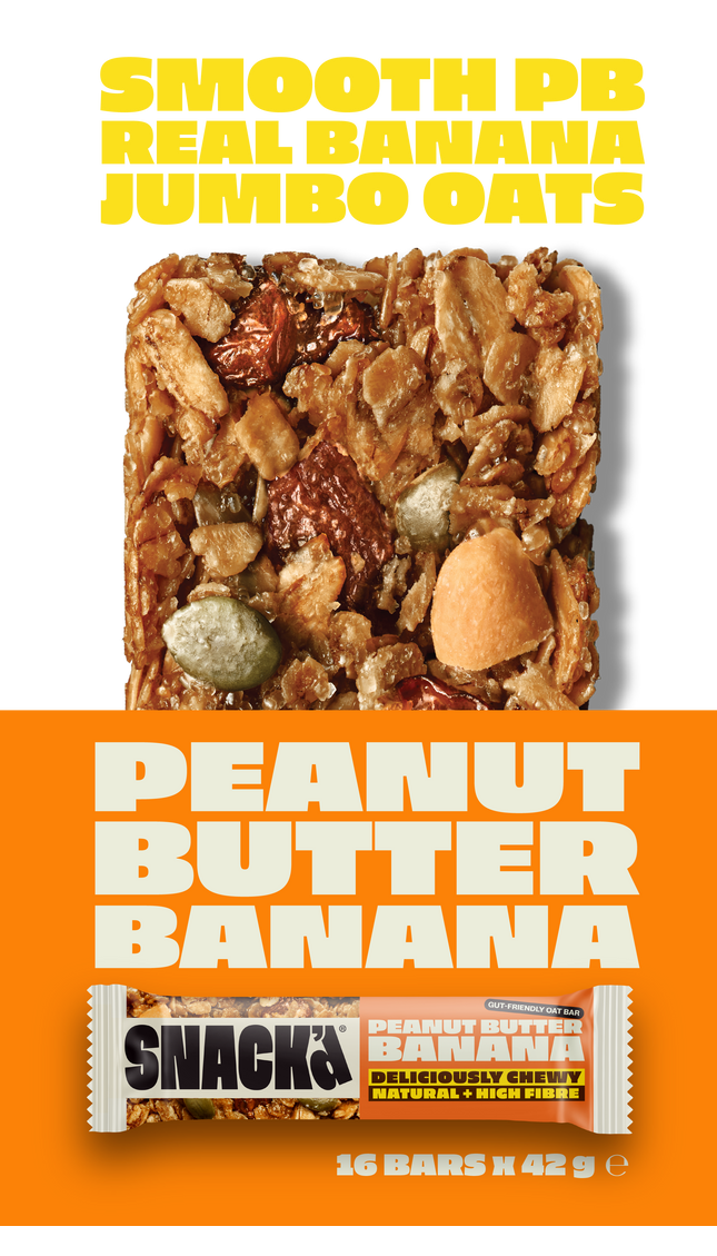 Peanut Butter & Banana Gut-Friendly Oat Bars (16 Pack)